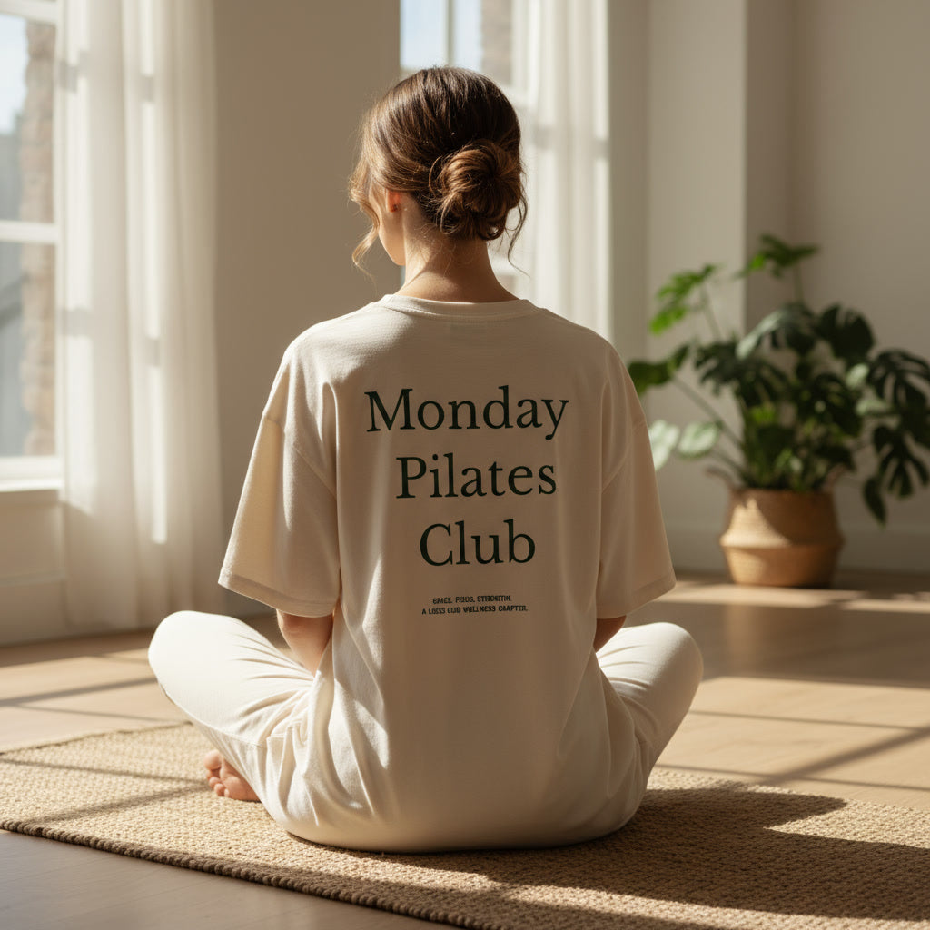 Monday Pilates Club Ecru T-shirt
